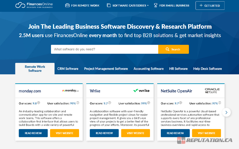 FinancesOnline Website